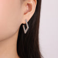 Geometric Diamond U Shape Stud Earrings Hammered Ribbed view 7
