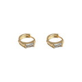 Gold Tone Mini Huggie Hoop Earrings Baguette Zircon Accent view 5