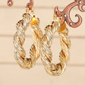 Gold Tone Triple Rope Twist Oversized Hoop Earrings view 5