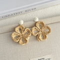 Eleven Color Woven Four Leaf Flower Statement Earrings view 9