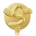 Round Letter S Brooch in Polished Metal for Jackets and Scarves view 4