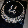 Silver Rhinestone Lace Collar Necklace Earrings Bracelet view 4
