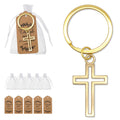 Gold Hollow Cross Keychain Open Frame Metal Split Ring view 1