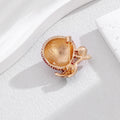 Red Peeled Lychee Pearl Look Gold Tone Metal Brooch Pin view 4