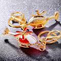 Jeweled Helicopter Keychains in Black and Red with Gold Tone Rings view 4