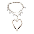 Open Heart Pendant Necklace with Pearl Charm Fringe view 5