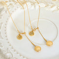 Gold Slider Necklace Dual Disc Xi Fu Character Pendants view 3