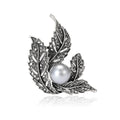 Leaf Cluster Brooch with Faux Pearl Center Decorative Lapel Pin view 5