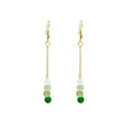 Gold Chain Gradient Green Bead Drop Earrings Four Stack view 5