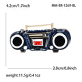 Retro Enamel Boombox Brooch in Red or Navy Blue with Gold Tone Trim view 5