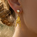 Rock Hand Gesture Zircon Stud Drop Earrings Gold Steel view 3
