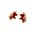 Gold Tone Red Enamel Horse Stud Earrings Fashion Jewelry view 5
