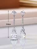 Butterfly Chain And Pear-Shaped Long Drop Earrings In Silver Tone view 5