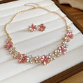 Gold Enamel Daisy Necklace and Stud Earring Color Sets view 7