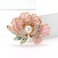 Scalloped Enamel Peony Brooch in Four Colors With Pearl view 2