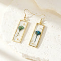 Rectangular Gold Frame Resin Dried Flower Earrings 7 Styles view 3