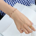 Pink Enamel Fish Charm Gold Link Bracelet Metal Alloy view 4