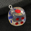 Acrylic Dice Charm Pendant With Silver-Tone Loop Fourteen Colors view 2