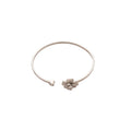 Silver Zircon Flower Open Bracelet Cuff Adjustable Band view 5