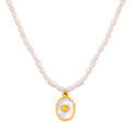 Freshwater Pearl Necklace Gold Shell Disc Pendant Titanium view 5