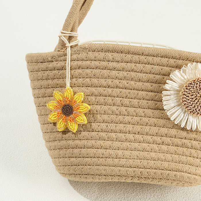 Beaded Shell Sunflower Christmas Tree Bag Charm Pendant