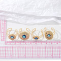 Gold Tone Openwork Blue Evil Eye Adjustable Cuff Rings view 5