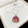 Silver Tone Pink Heart Crystal Pendant Necklace Fashion Jewelry view 2