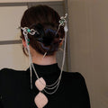 Black Butterfly Drop Hair Stick And Silver Tone Chain Hairpin view 7