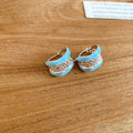 Pastel Enamel Sculpted U Hoop Earrings in Four Colors view 8