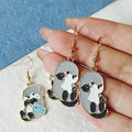 Enamel Gray Sea Lion Drop Earrings Two Cute Styles view 2