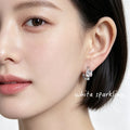 Silver Tone Square And Cross Clear Stone Huggie Hoop Earrings view 2