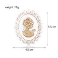 Black Gold Tone Woman Portrait Pearl Look Three Designs Metal Brooch Pin view 8