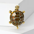 Turtle Brooch with Honeycomb Shell in Silver and Gold Tones view 2