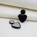 Fabric Wrapped Heart Drop Stud Earrings Three Colors view 3