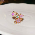 Gold Pink Star Crystal Open Ring Adjustable Dual End view 6