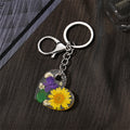 Silver Tone Heart Pressed Flower Resin Keychains in Five Designs view 7