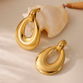 Polished Double Circle and Teardrop Drop Earrings Stainless view 2