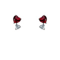 Red Clear Double Heart Drop Stud Earrings Silver Tone view 5