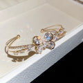 Butterfly Crystal Open Bangles Silver Gold Four Colors view 9