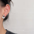 Pearl Shell Fan Metal Stud Earrings Gold Silver Pair view 2