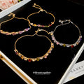 Seven Mixed Crystal Slider And Chain Bracelets In Multiple Colors view 3