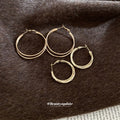 Gold Tone Double Layer Textured Crossover Hoop Earrings view 4