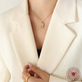 Rectangular Hands Eye Radiant Relief Pendant Necklace view 3