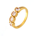 Wavy Four Zircon Stainless Steel Rings Gold Steel Sizes 6-8 view 5