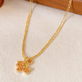 Gold Crystal Pony Pendant Necklace and Stud Earrings view 3