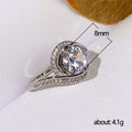 Silver Tone Round Crystal Swirl Halo Ring with Polished Finish view 5