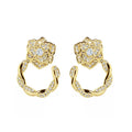 Gold Tone Rose Crystal Twisted Hoop Earrings view 5