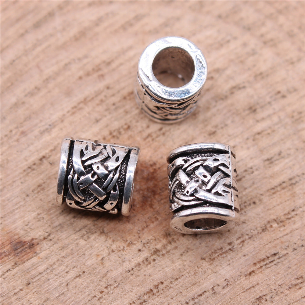 9x8x8mm 1.5g Antique Silver Zinc Alloy Round Large Hole Beads for Bracelet Necklace Making