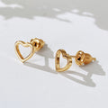 Open Heart Outline Stud Earrings Silver Gold Rose Metal view 6