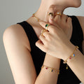 Multicolor Zircon Charm Necklace Bracelet Gold Tone Set view 4